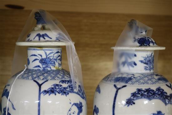 A near pair of Chinese blue and white baluster vases and covers, 28cm and sundry Oriental ceramics (14)